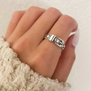 925 Sterling Silver Belt Ring Buckle Ring Cool Unique Ring Dainty Ring Band